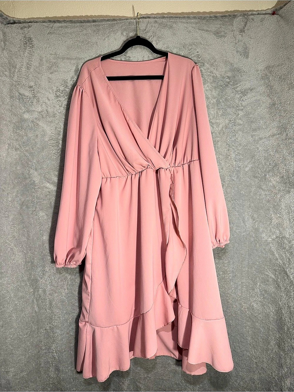 ZARA Long Sleeve Wrap Maxi Dress Pink XL Like New